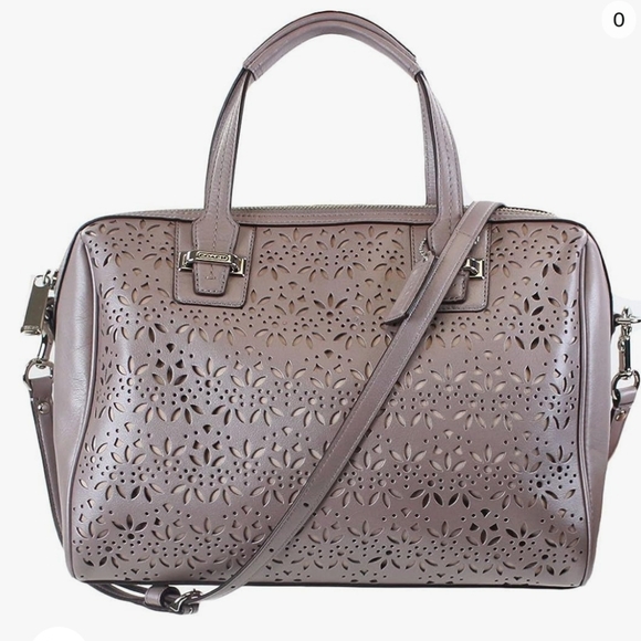 Coach Handbags - Coach Taylor Eyelet Leather Satchel Crossbody Metallic Color